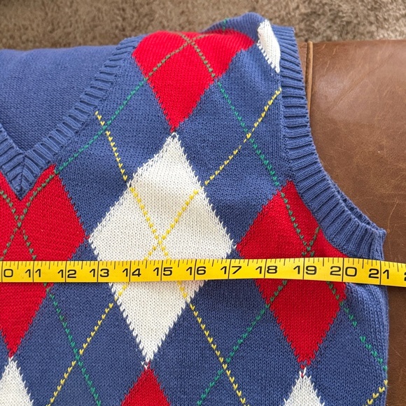 Vinaigrette 80’s United Colors Of Benetton Argyle V-Neck Sweater Vest - Picture 11 of 14